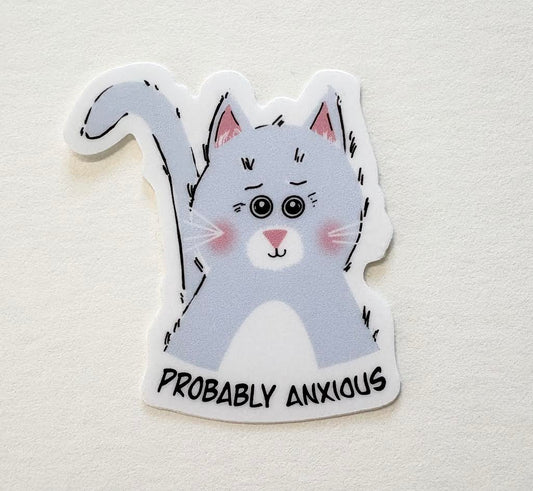 Probably Anxious Kitten Sticker - Wanderland Art House
