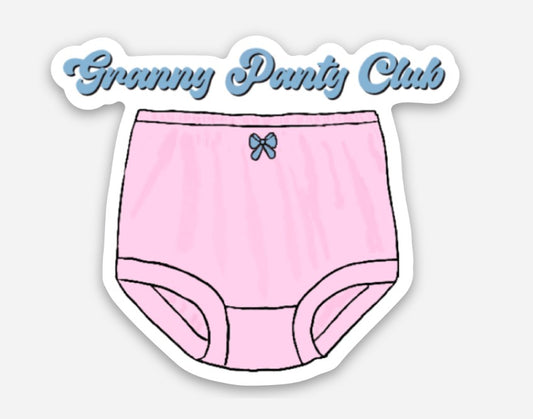 Granny Panty Club Vinyl Sticker – 2″ × 1.71″ - Wanderland Art House