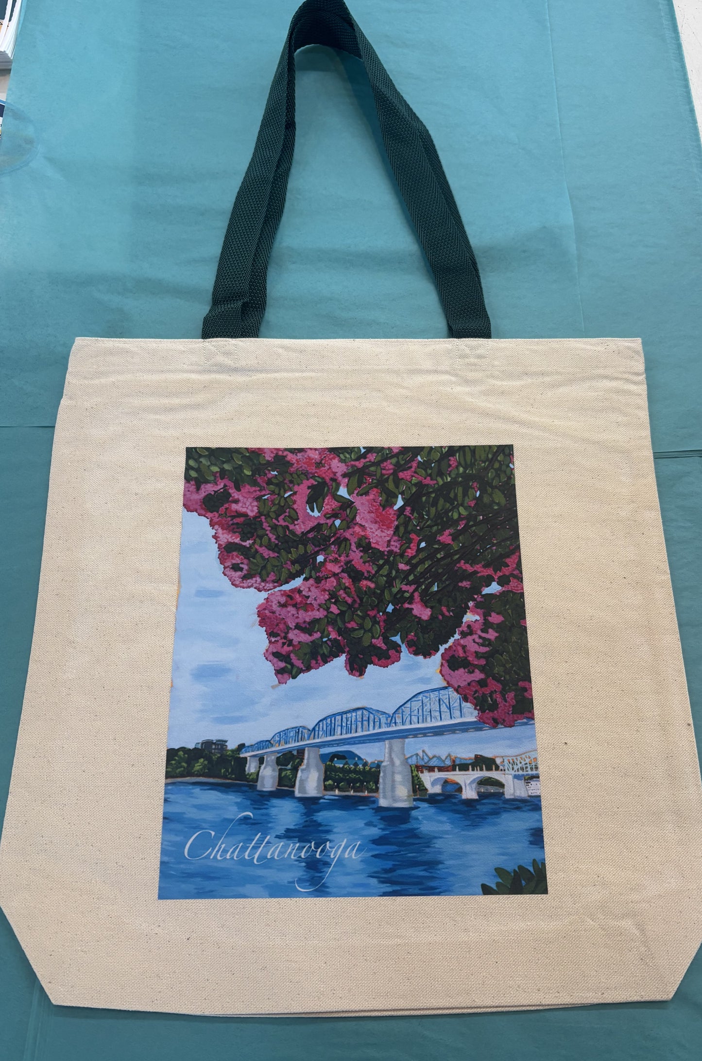 Spring in Chattanooga Tote Bag - Green Handles