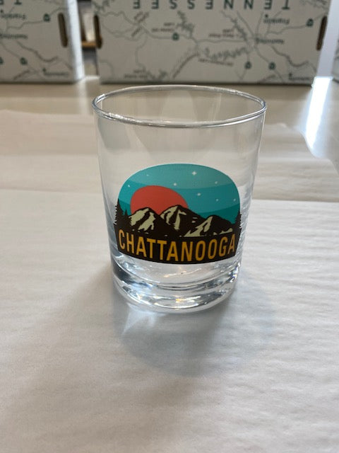 Brilliant Teal Sunrise Rocks Glass- New South