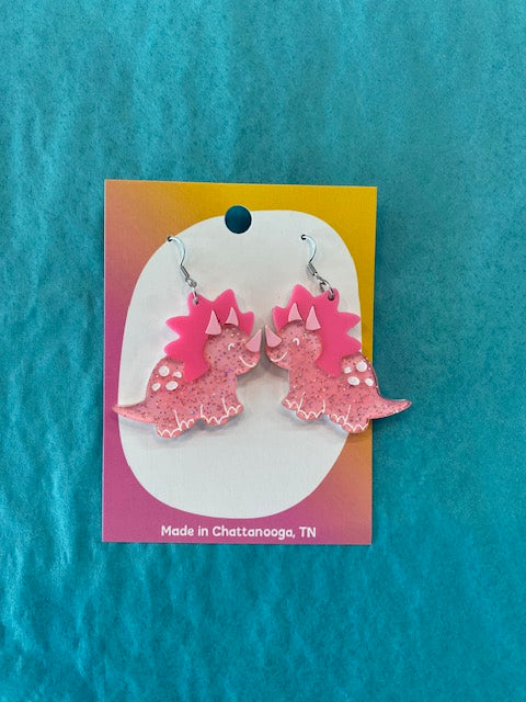 Mini Kitty Pink Dinos Earrings