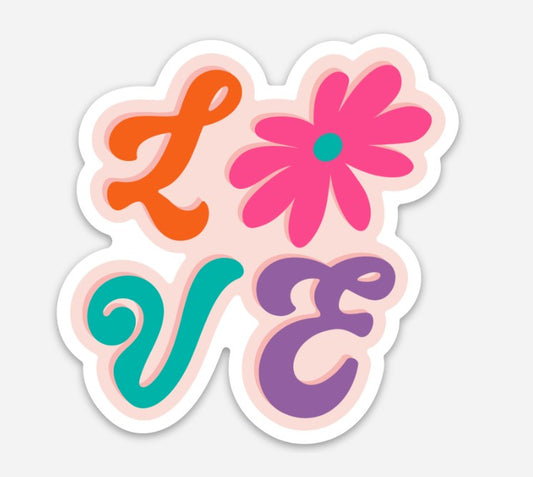 Love Flower Whimsical Vinyl Sticker – 2.94″ × 3″ - Wanderland Art House