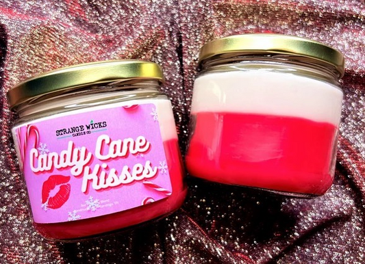 Strange Wicks Candle Co 8oz Soy Blend Candle/Candy Cane Kisses