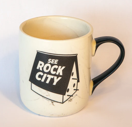 Rock City Birdhouse History Marble Coffee Mug