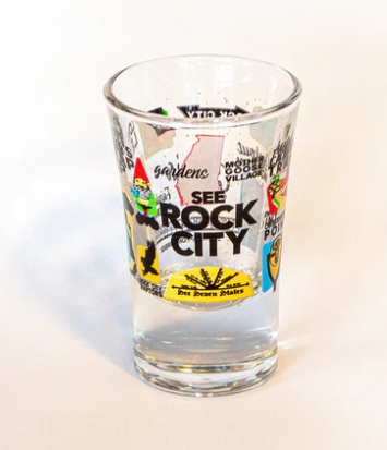 Rock City Gnome Sticker Art Shot Glass