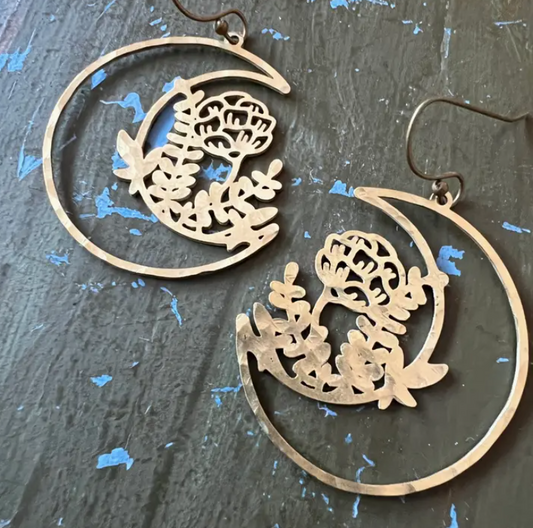 Night Garden Celestial Moon Earrings-Rising Dawn