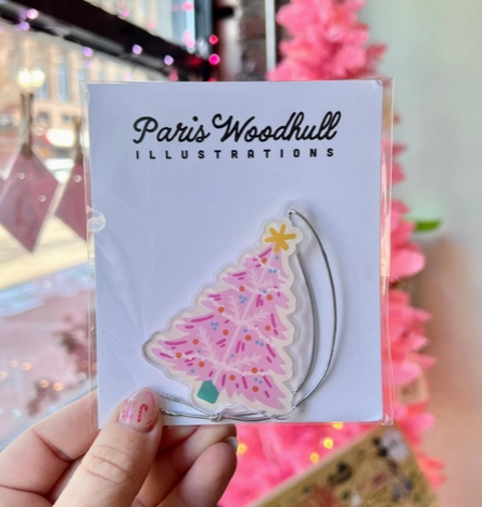Pink Christmas Tree Ornament-Paris Woodhull