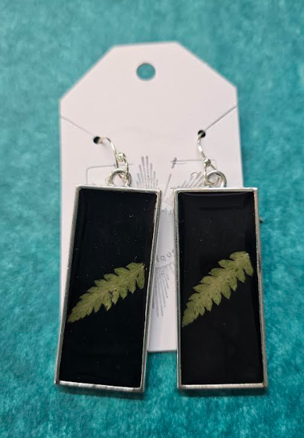 Black Resin Long Rectangle Earrings-Rising Dawn