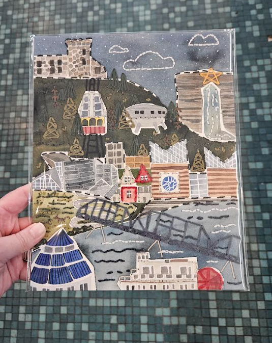 Mixed Media City Scape Print 8x10-Mary Beyer