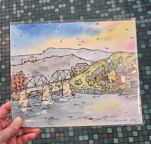 Watercolor City Scape Print 8x10-Mary Beyer