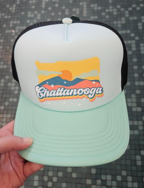 Chattanooga Pastel Mountains Hat - Mint & Black