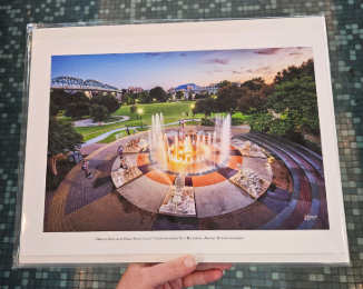Steven Llorca print- 8x12 Above Coolidge Park Fountains