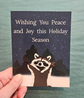 Wishing You Peace & Joy Raccoon Greeting Card-Wanderland