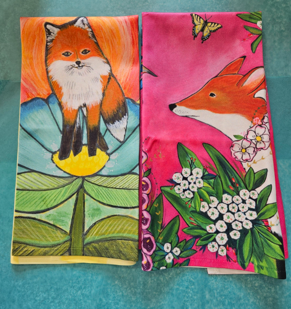 happiness through art tea towel