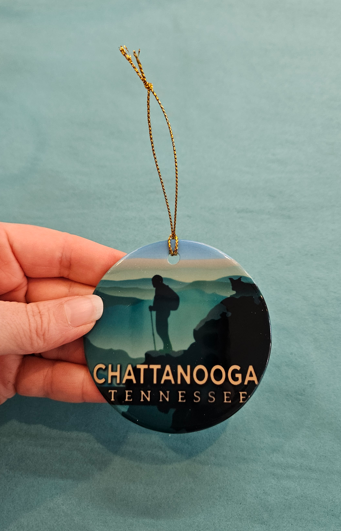 Hiker Ceramic Ornament-Marcy Johnson
