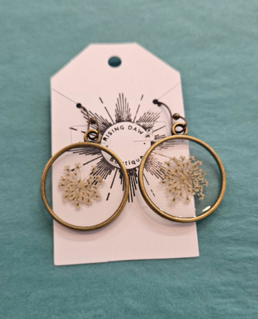 Bronze Queen Anne's Lace Resin Earrings-Rising Dawn