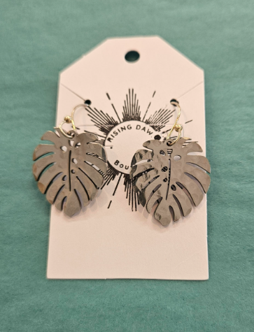 Silver Hammered Monstera Earrings-Rising Dawn