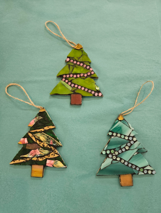 Mosaic Christmas Tree Ornaments-Danielle Landrum