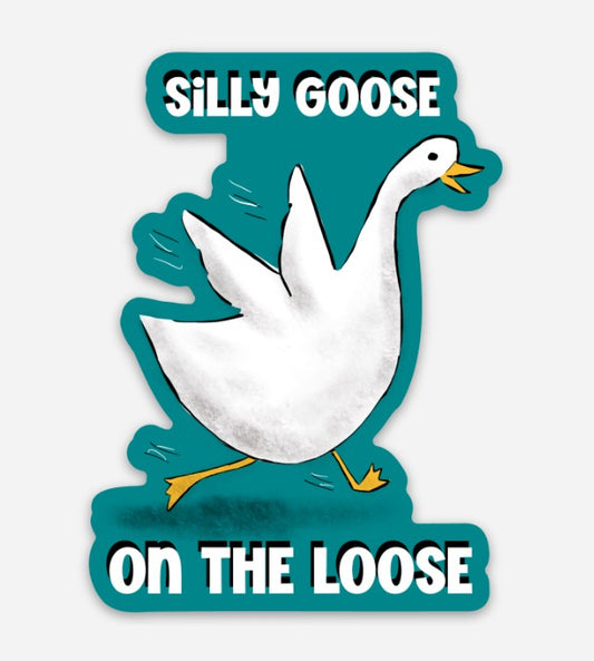 Silly Goose on the Loose Vinyl Sticker – 2.22″ × 3″ - Wanderland Art House