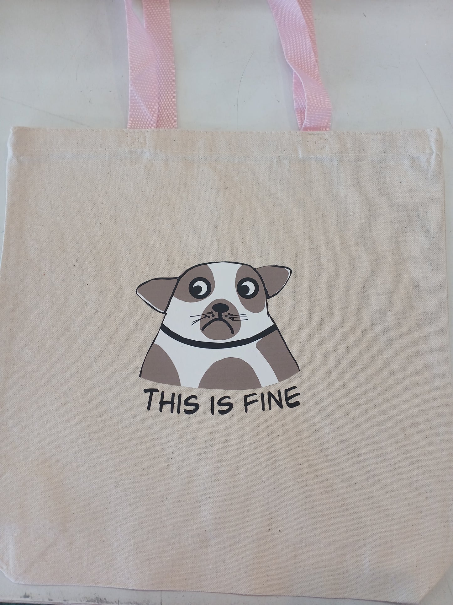 This Is Fine Tote- Pink Handles - Wanderland