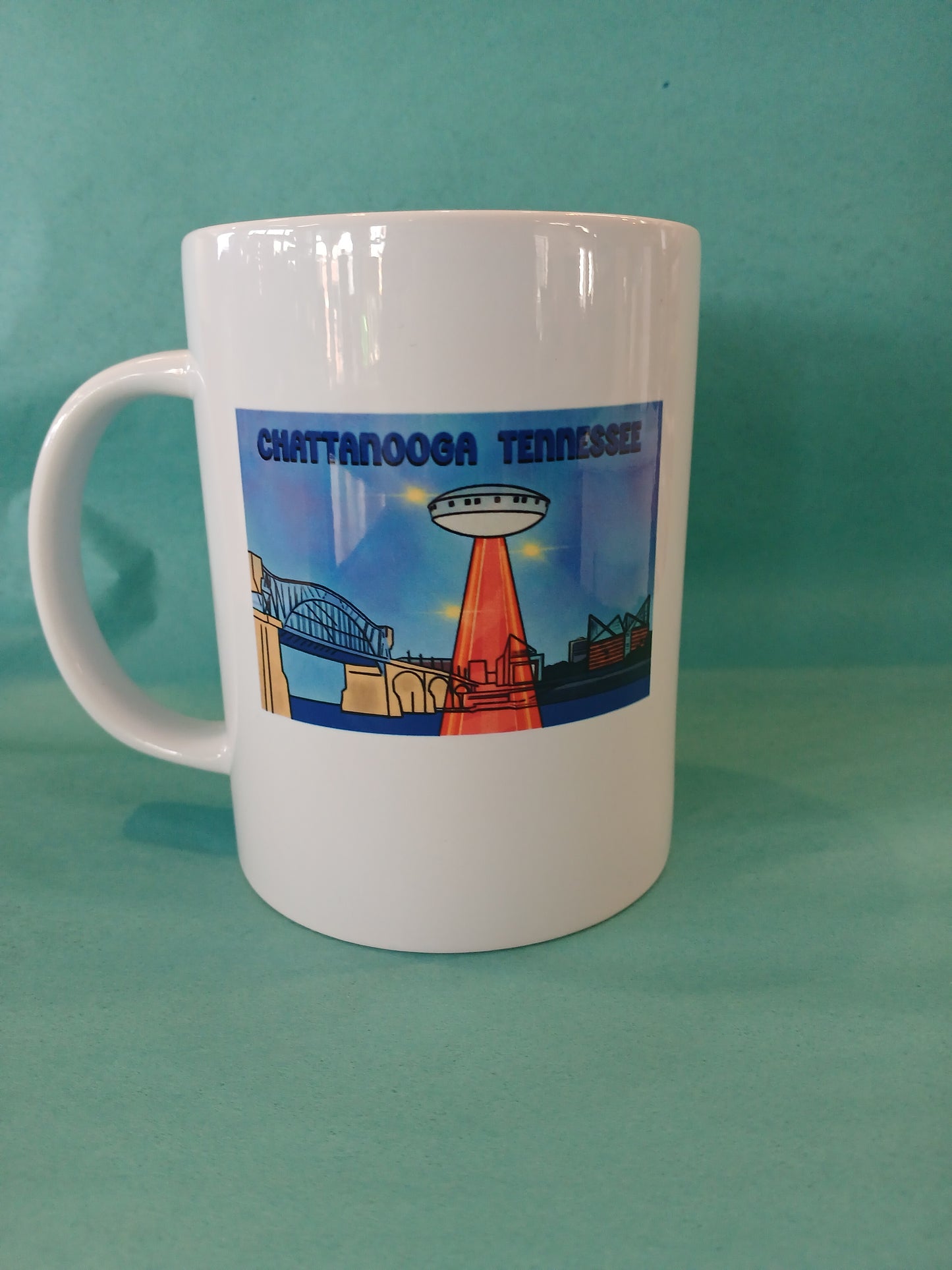 Spaceship on the River Mug