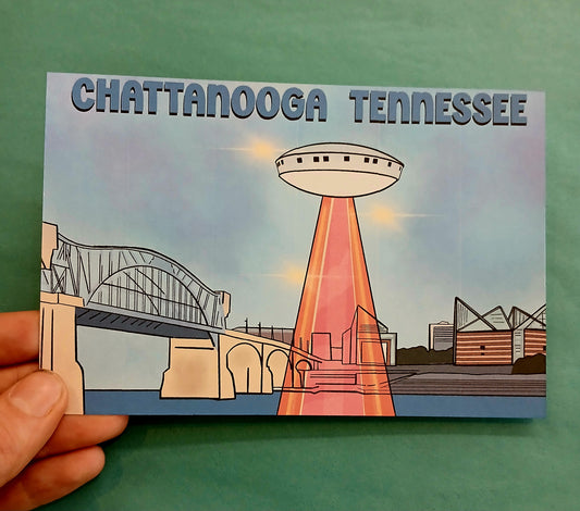 Spaceship On The River Postcard