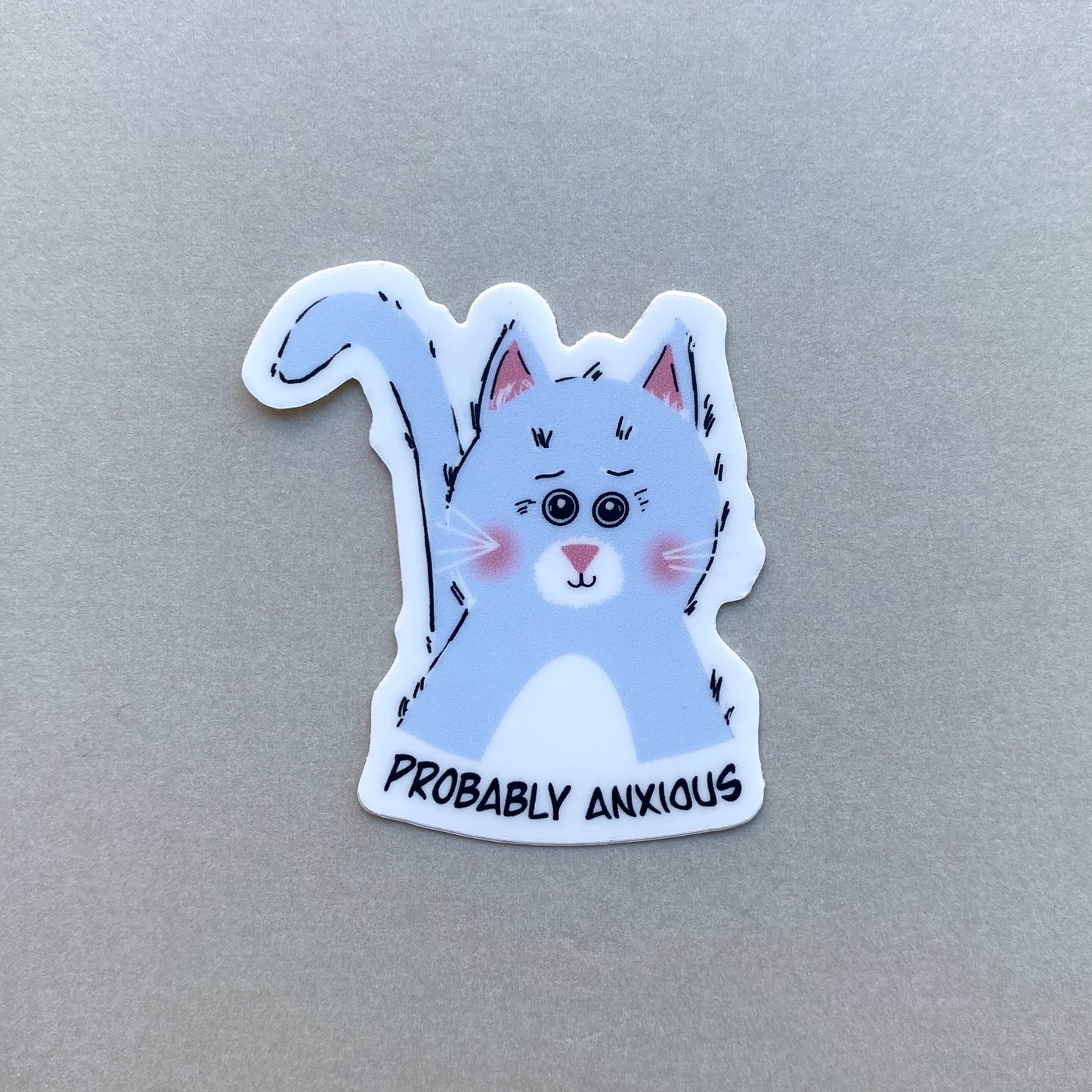 Probably Anxious Kitten Sticker - Wanderland Art House