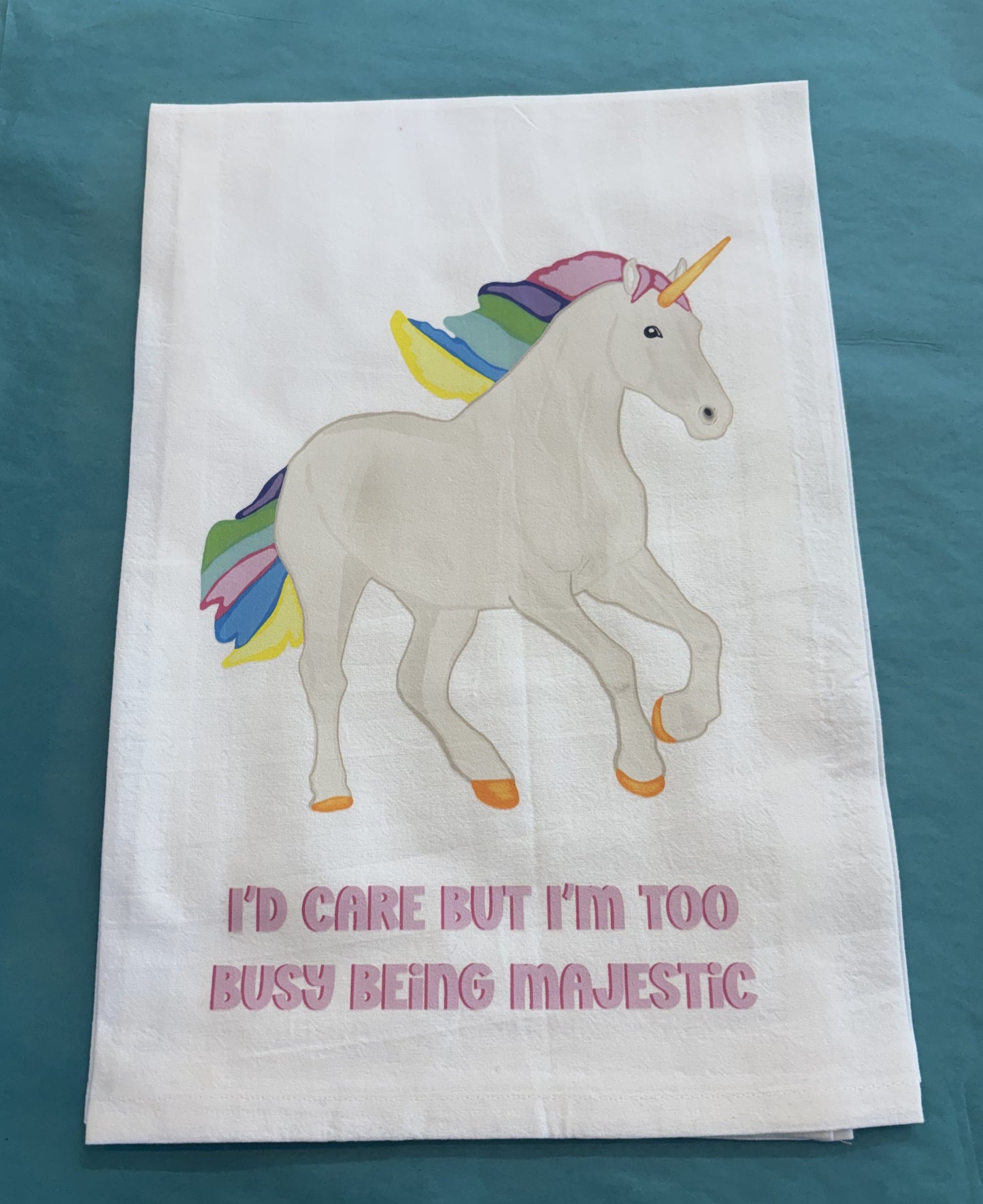 Too Busy Being Majestic Tea Towel