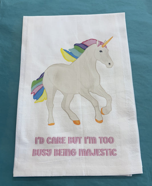 Too Busy Being Majestic Tea Towel