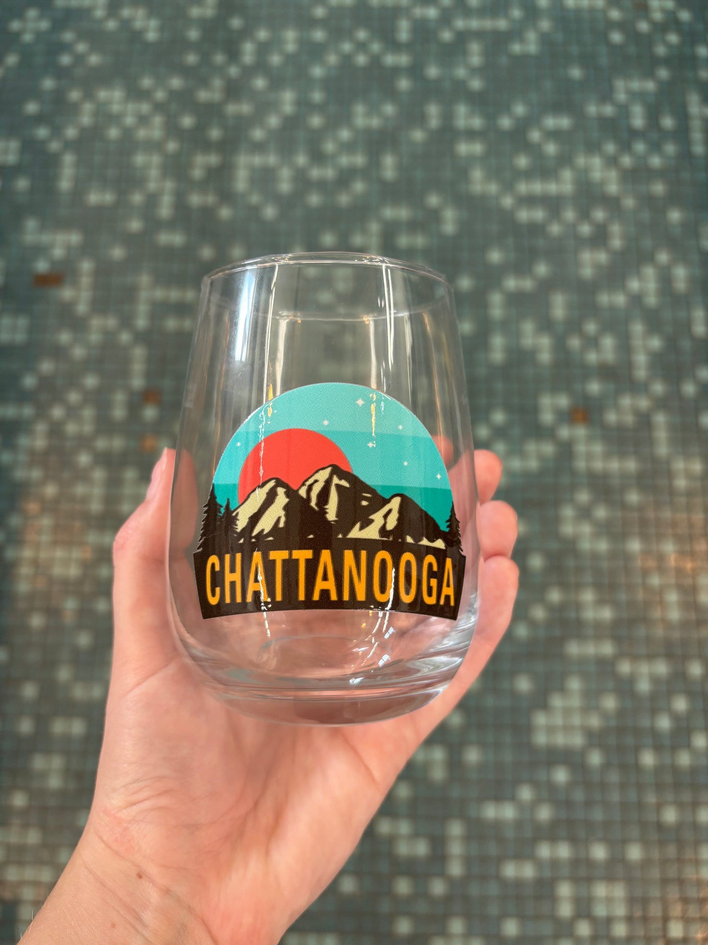 Wine Glass - Brilliant Teal Sunrise