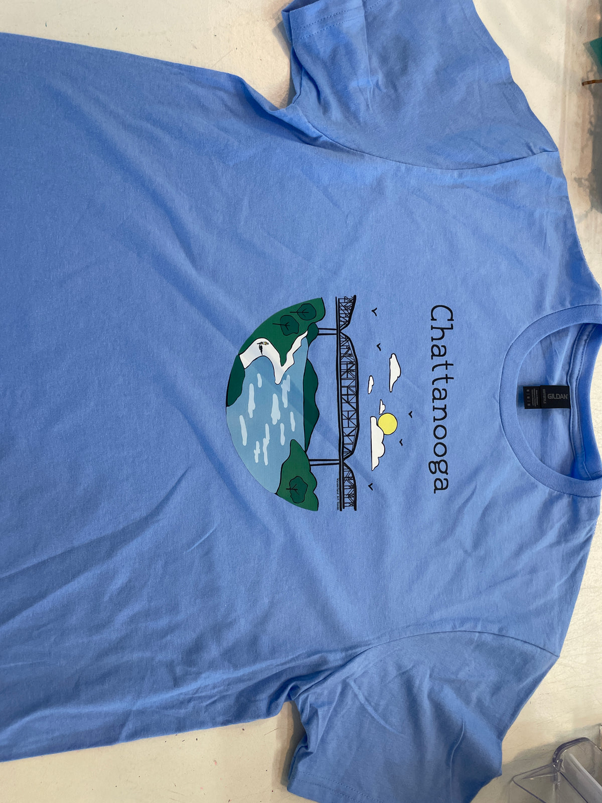 Powder Blue Chattanooga Walnut St Bridge T Shirt