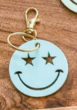 Star Eyes Smiley Turquoise Keychain-Hazel & Bloom