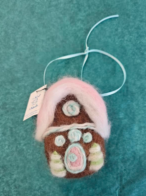 Needle Felted Gingerbread House Ornament-Knot & Needle