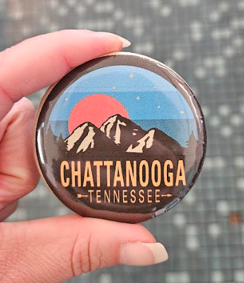 round brilliant teal sunrise 2.25 button