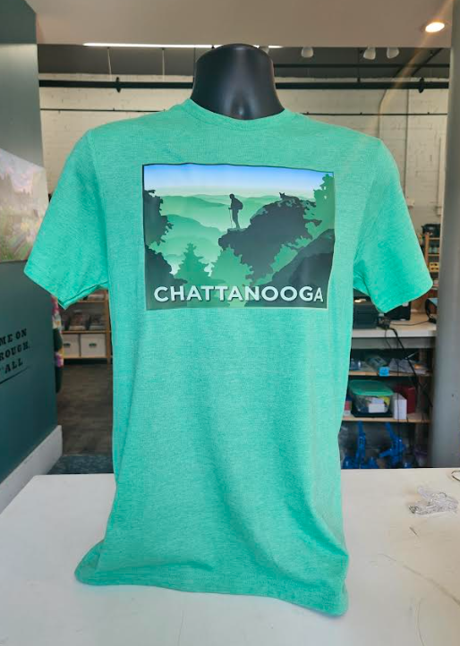 Chattanooga Hiker Green Shirt - Artist Marcy Johnson