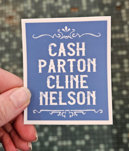 Cash, Parton, Cline, Nelson Sticker - Julie Simpson