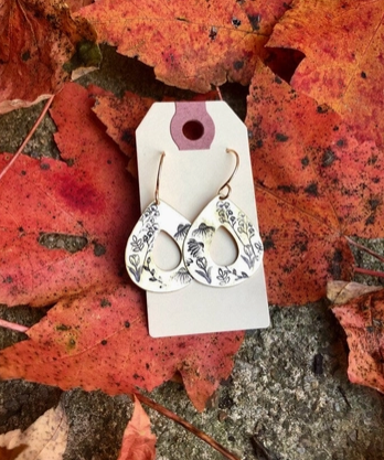 Brass Teardrop Wildflower Earrings-Rising Dawn