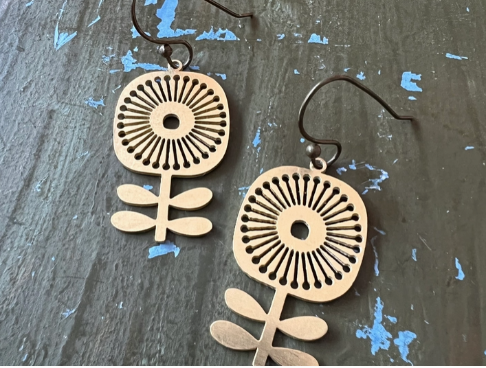 Gold Flower Earrings-Rising Dawn