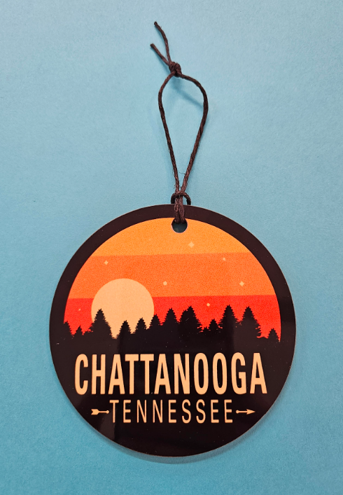Orange Sunset Round Wooden Ornament