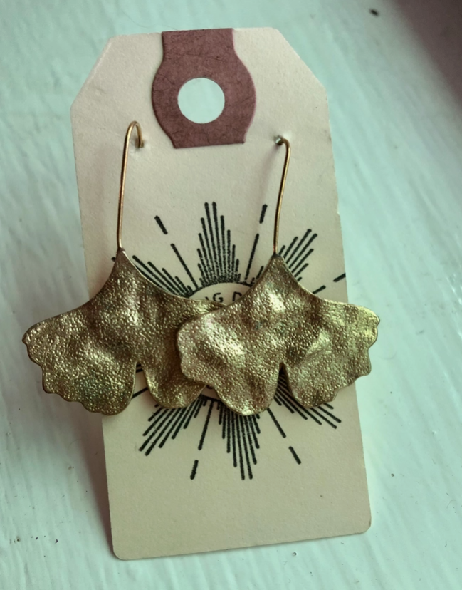 Brass Ginko Earrings