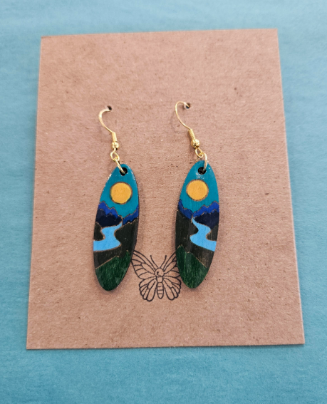 Sunrise Mountain Stream Oval Earrings-Wanderland
