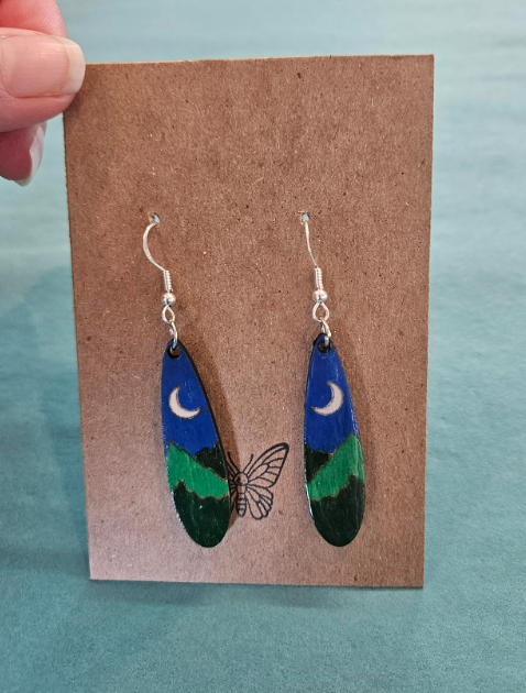 Crescent Moon Montain Teardrop Earrings-Wanderland
