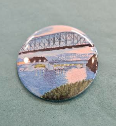 CHattanooga Sunset on the RIver 2.25 Inch Button - Danielle Landrum