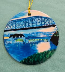 Chattanooga Sunset on the River Ceramic Ornament - Danielle Lundrum