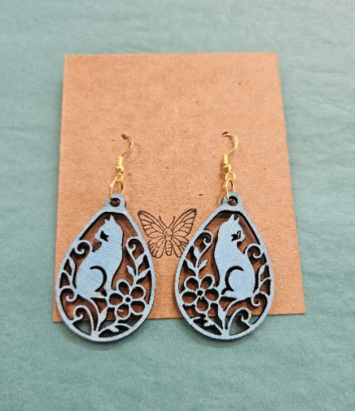 Cat And Flower Earrings-Wanderland