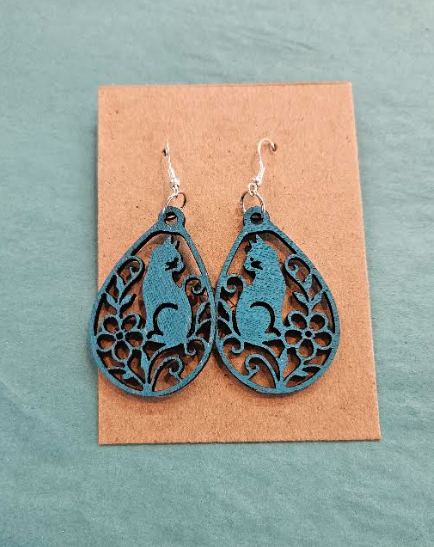Cat And Flower Earrings-Wanderland