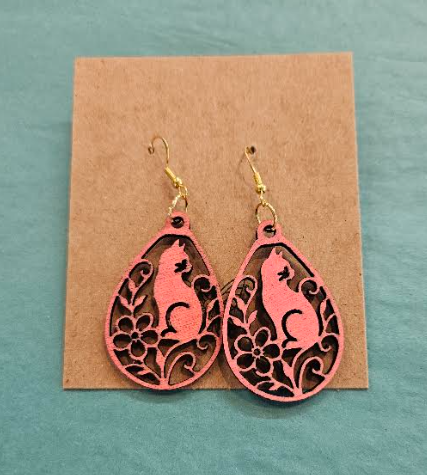Cat And Flower Earrings-Wanderland