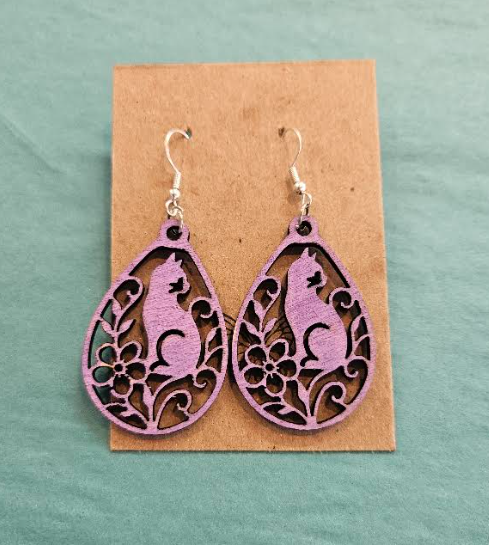 Cat And Flower Earrings-Wanderland
