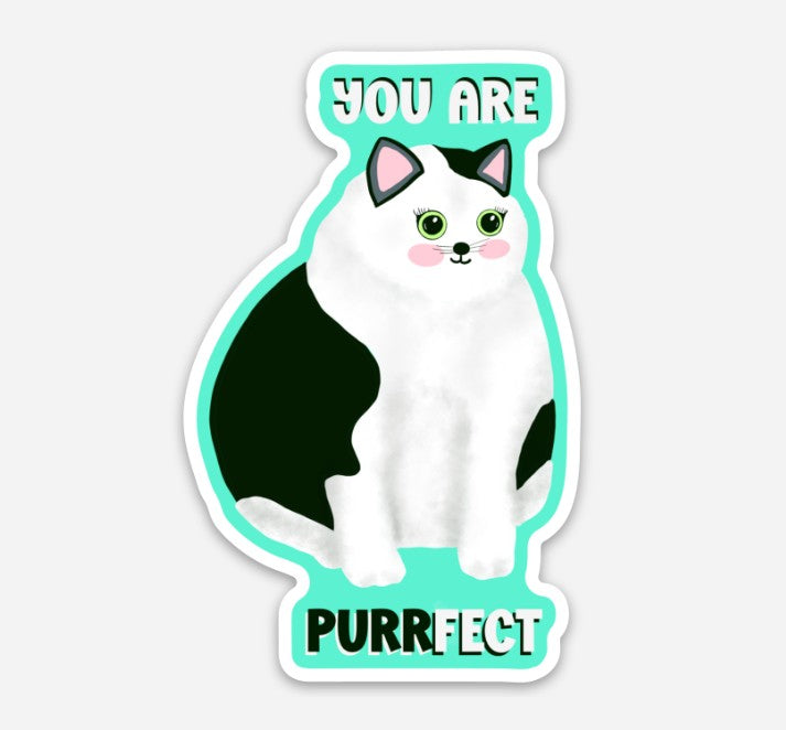 You Are Purrfect Fat Cat Vinyl Sticker – 1.89″ × 3″ - Wanderland Art House